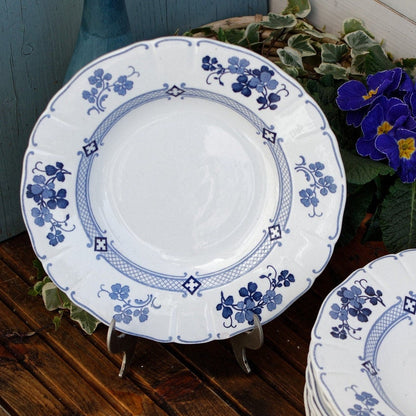 French Antique Ironstone Blue Transferware K&G (Keller et Guérin) Lunéville terre de fer