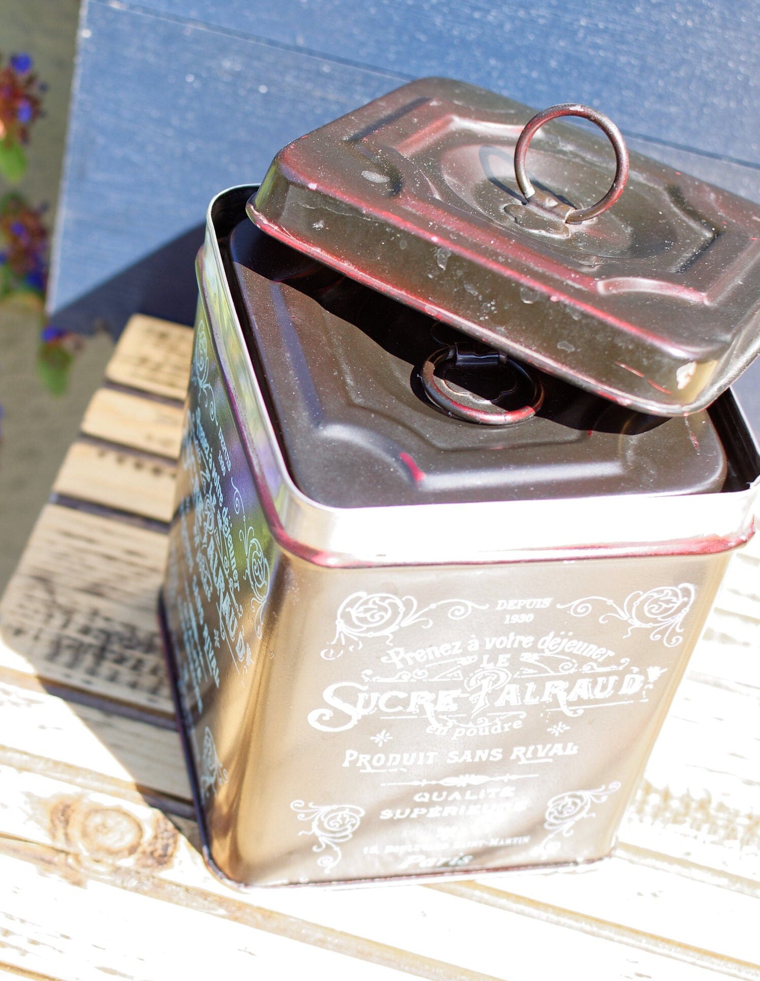 French Vintage Stackable Kitchen Nesting Canisters ~ Le Palraud 13 Boulevard Saint Martin PARIS