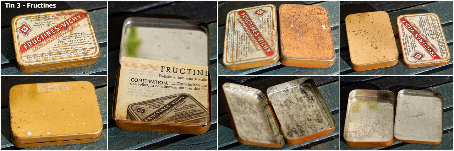 French Vintage Aluminum Collectible Advertising Tin Bin Box Vichy Pastille