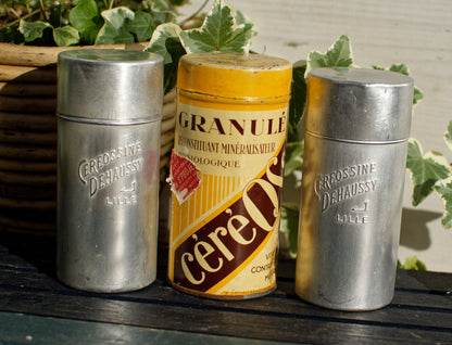 French Vintage Aluminum Advertising Tin Bin ~ CéréOSsine ~ Lab. DEHAUSSY LILLE