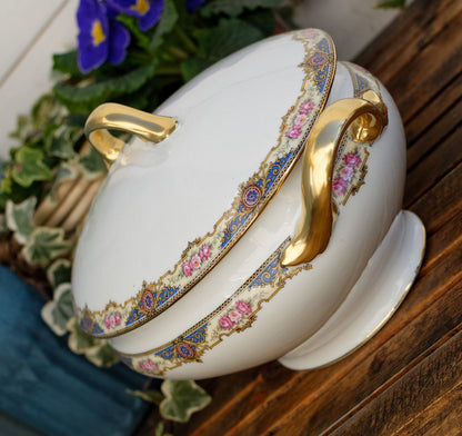 French Fine Porcelain Soup Tureen Soupiere F.Legrand & Cie Limoges France