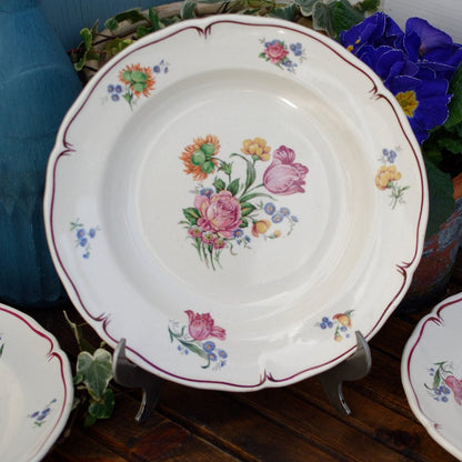 French Ironstone Floral Plate Poitou Moulin des Loups Hamage Terre de Fer