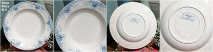 French Ironstone Blue Transferware Soup Plate GERMAINE France Sarreguemines U&C Terre de Fer