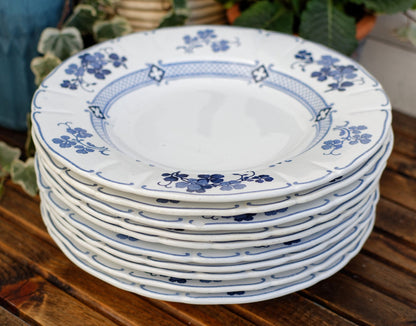 French Antique Ironstone Blue Transferware K&G (Keller et Guérin) Lunéville terre de fer