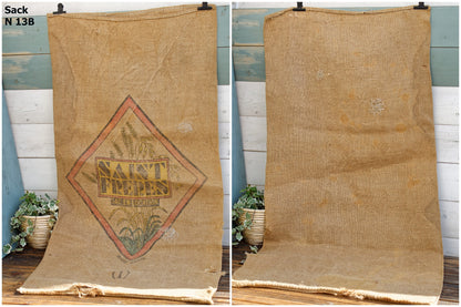 French Antique Grain Sack Farm Agricultural Advertising Jute Hessian Burlap Bag Tarn Saint Freres