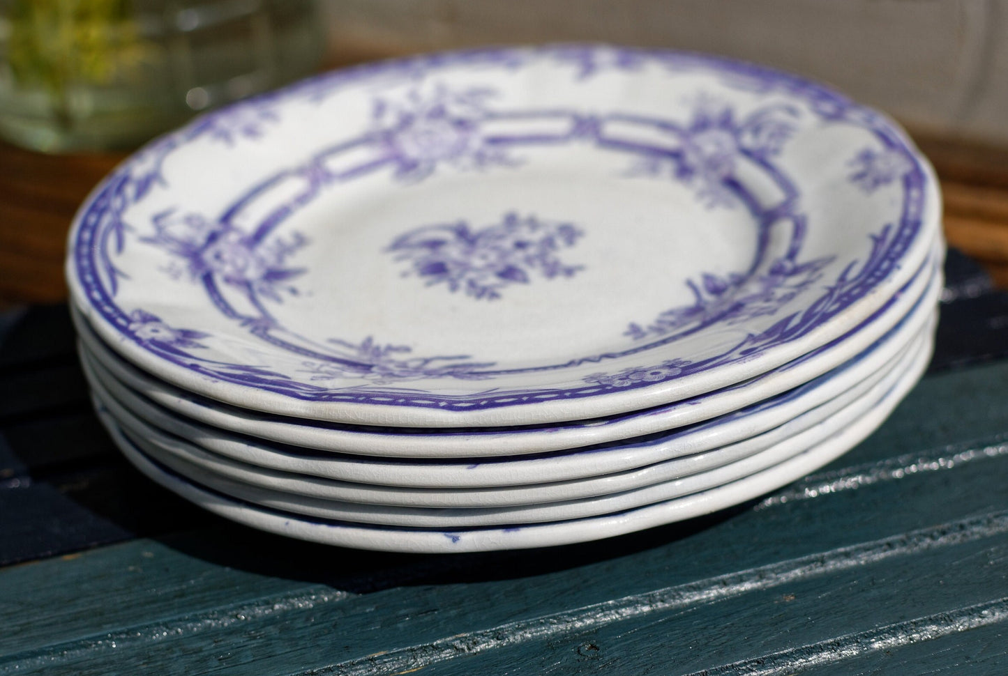 Late 1880s ~ French Antique TRANSFERWARE Small Plate ~ Made by Sarreguemines in "CERES" Motif ~ Terre de Fer~ Lavender Earthware ~ Ironstone