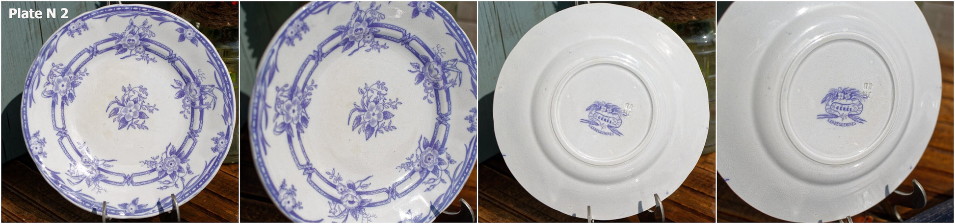 Late 1880s ~ French Antique TRANSFERWARE Small Plate ~ Made by Sarreguemines in "CERES" Motif ~ Terre de Fer~ Lavender Earthware ~ Ironstone