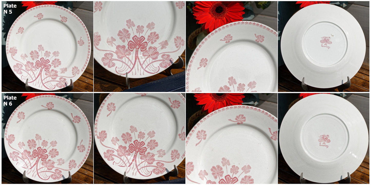 French Ironstone Red Transferware Dinner LUCIEN Motif Luneville K&G (Keller et Guérin) France Terre de Fer