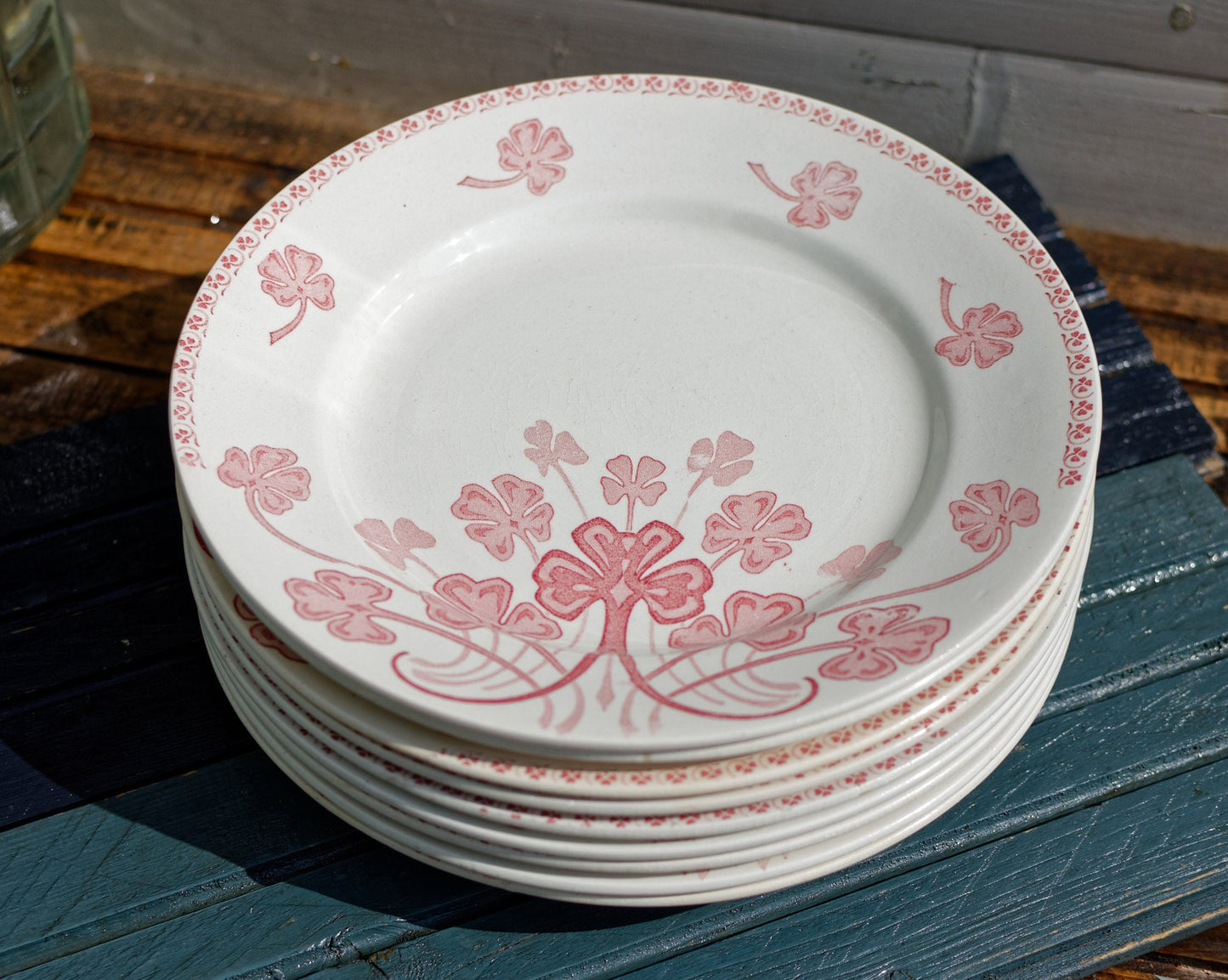 French Ironstone Red Transferware Dinner LUCIEN Motif Luneville K&G (Keller et Guérin) France Terre de Fer