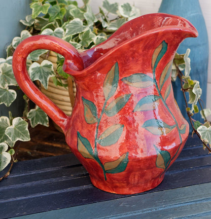 French Hand-Painted Porcelain Pitcher Fait Main Art Faience Bird Scene