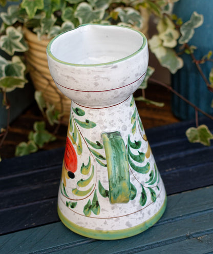 French Hand-Painted Porcelain Floral Pitcher Fait Main Art Faience