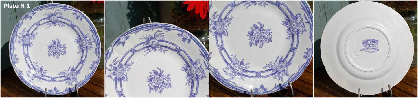 Late 1880s ~ French Antique TRANSFERWARE Small Plate ~ Made by Sarreguemines in "CERES" Motif ~ Terre de Fer~ Lavender Earthware ~ Ironstone