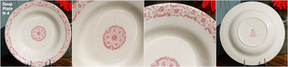 French Ironstone Red Transferware Soup Plate GIEN Biarritz terre de fer