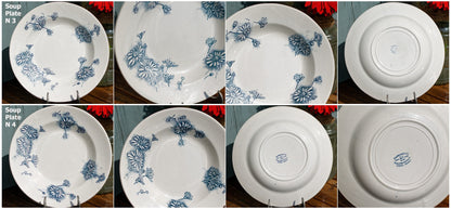 French Ironstone Blue Transferware Plate MARGUERITE Motif La Faïencerie Nouvelle à Givors France Terre de Fer