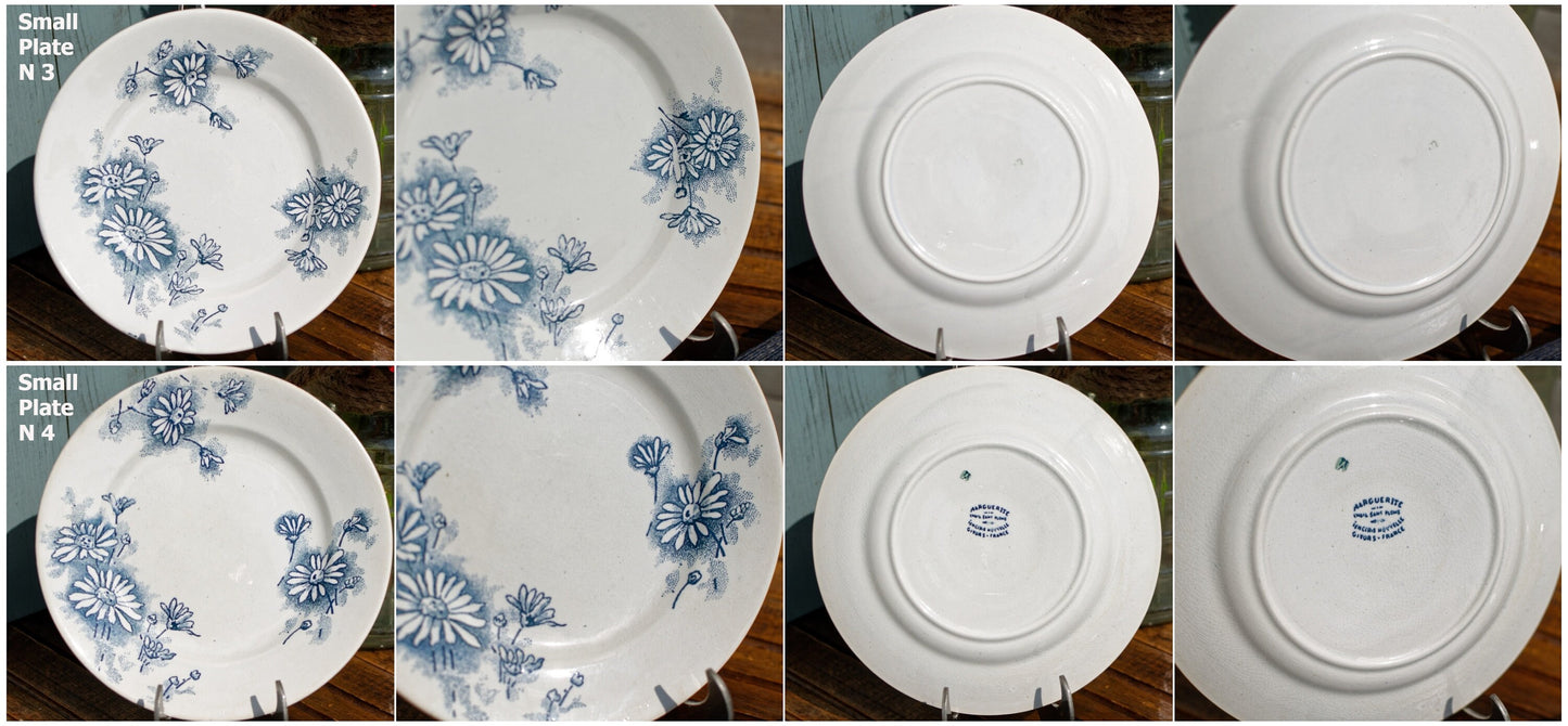 French Ironstone Blue Transferware Plate MARGUERITE Motif La Faïencerie Nouvelle à Givors France Terre de Fer