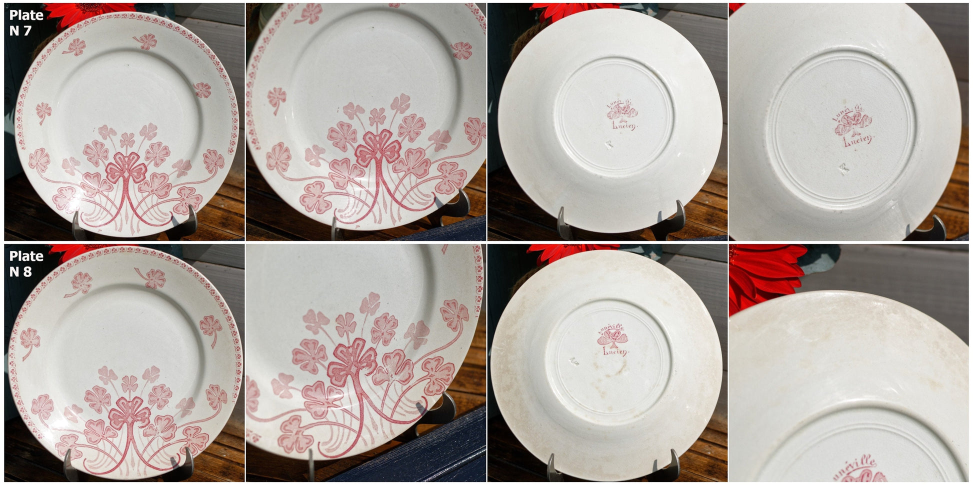 French Ironstone Red Transferware Dinner LUCIEN Motif Luneville K&G (Keller et Guérin) France Terre de Fer