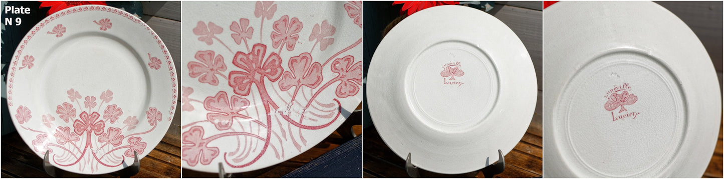 French Ironstone Red Transferware Dinner LUCIEN Motif Luneville K&G (Keller et Guérin) France Terre de Fer