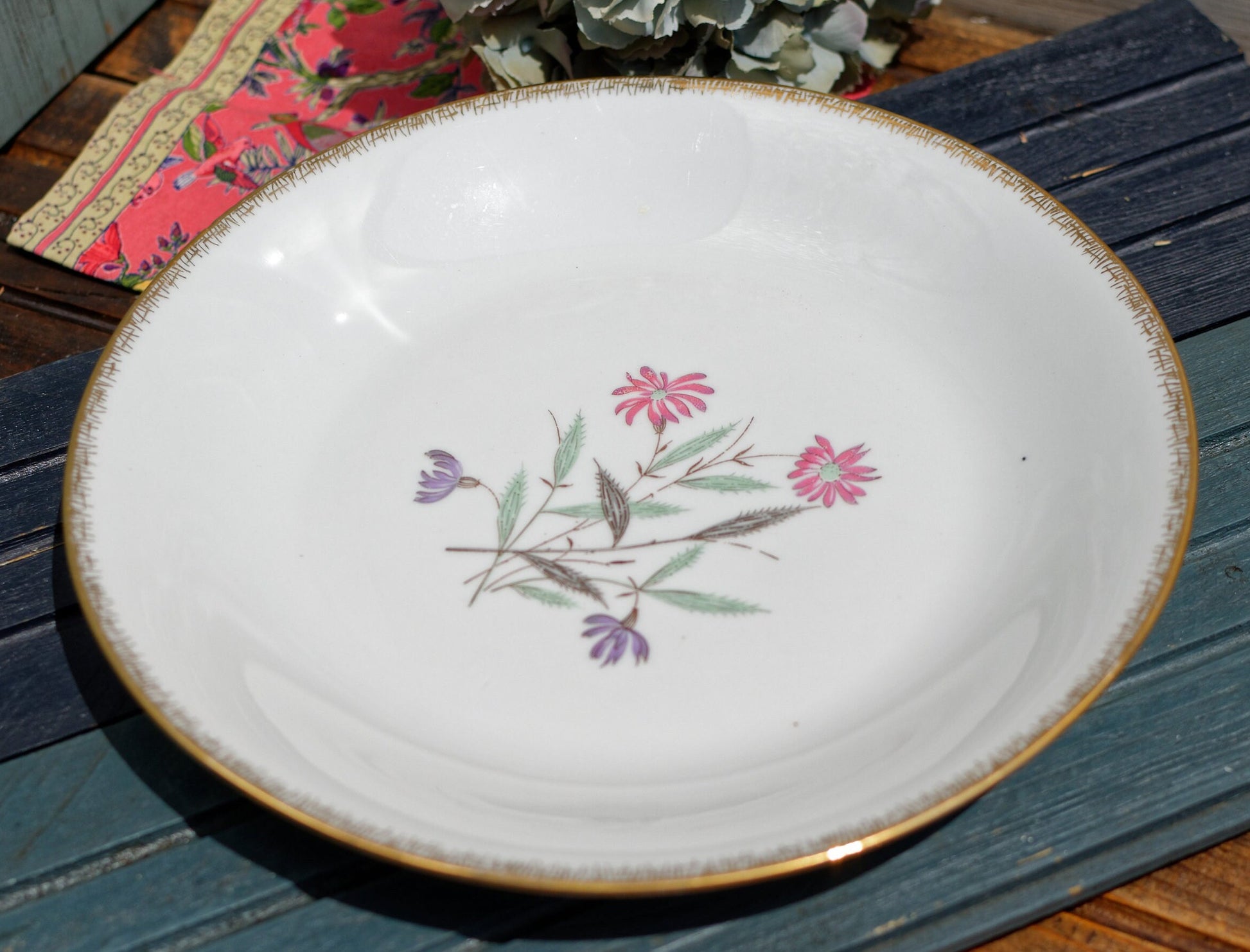 French Fine Porcelain Serving Plate Bowl Floral Design Porcelaine D’Art Email de Limoges