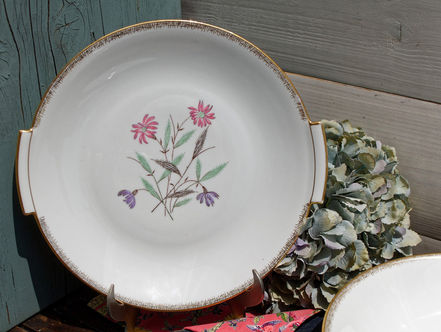 French Fine Porcelain Serving Plate Bowl Floral Design Porcelaine D’Art Email de Limoges