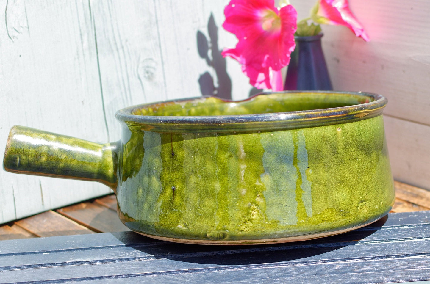 1950s ~ Vallauris Style ~ French Vintage Glazed Ceramic Stoneware Gratin Pot ~ Terra Cotta ~ Sandstone