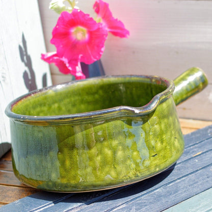 French Glazed Stoneware Gratin Pot Vallauris Style Poelons en terre cuites vernissée