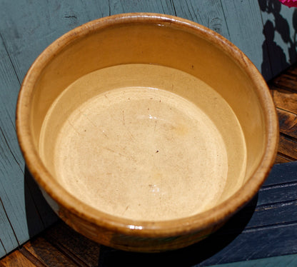 French Glazed Stoneware Serving Bowl ALSACE SOUFFLENHEIM Poelons en terre cuites vernissée