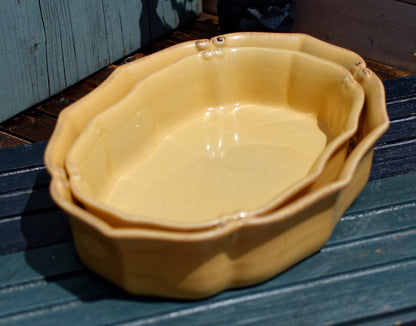 French Stoneware Serving Casserole Dish Now's Gres Stoneware Steinzeug Terre Cuit Set of 2