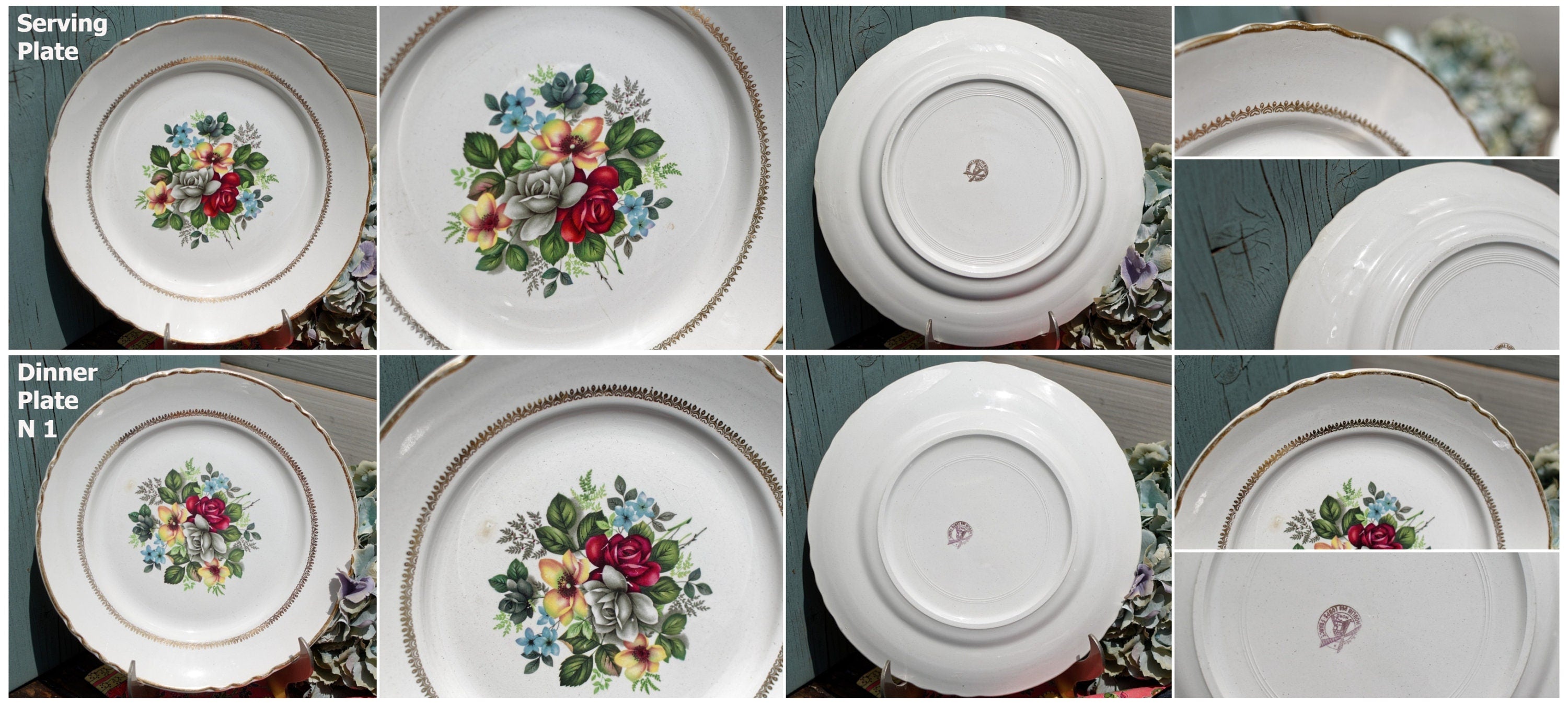 Set of 6 vintage flat plates / antique plates in 2024 glazed earthenware / vintage French crockery