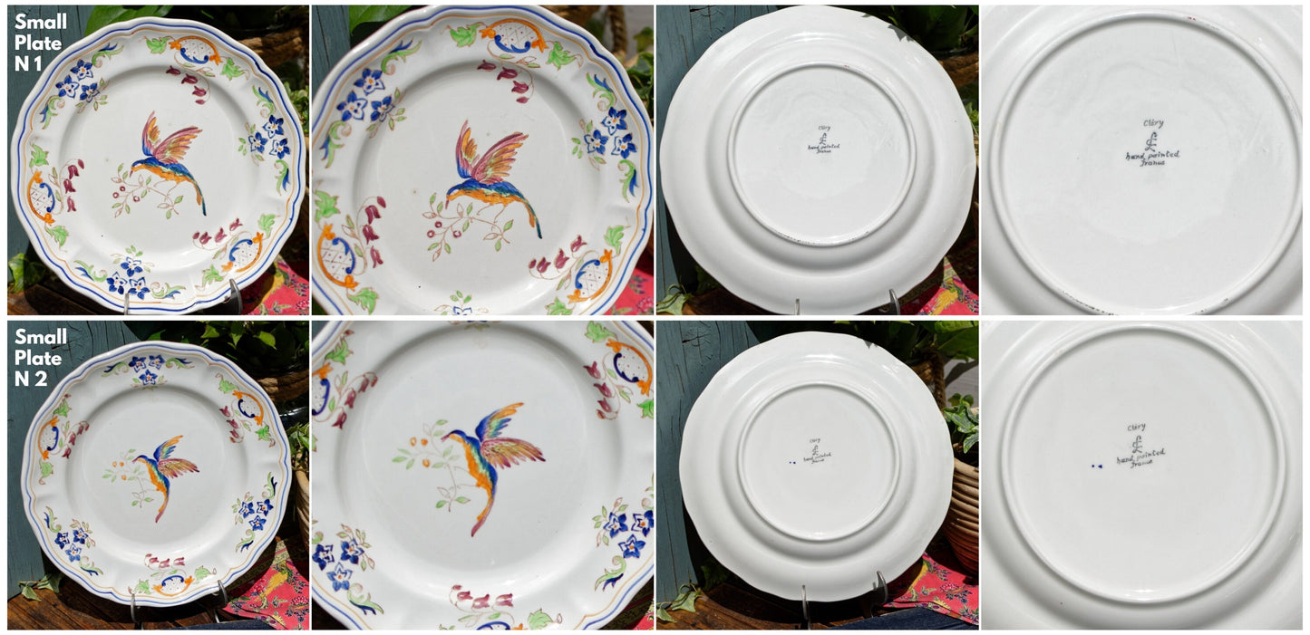 French Hand-painted Collectible Ironstone Plate Moustiers Clery LC France LONGCHAMP Terre de Fer