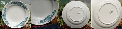 French Ironstone Green Transferware Soup Plate LUTUCE LONGCHAMP Terre de Fer