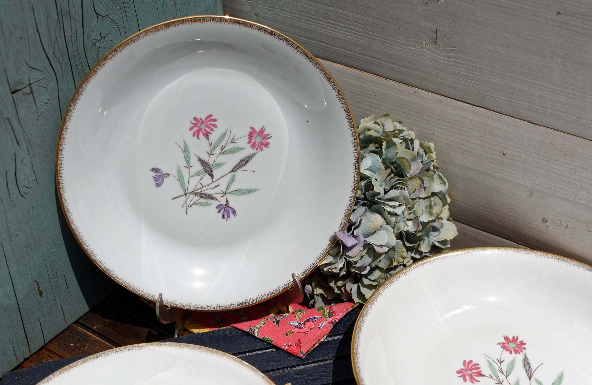 French Fine Porcelain Serving Plate Bowl Floral Design Porcelaine D’Art Email de Limoges