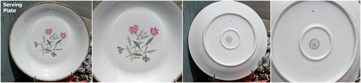 French Fine Porcelain Serving Plate Bowl Floral Design Porcelaine D’Art Email de Limoges