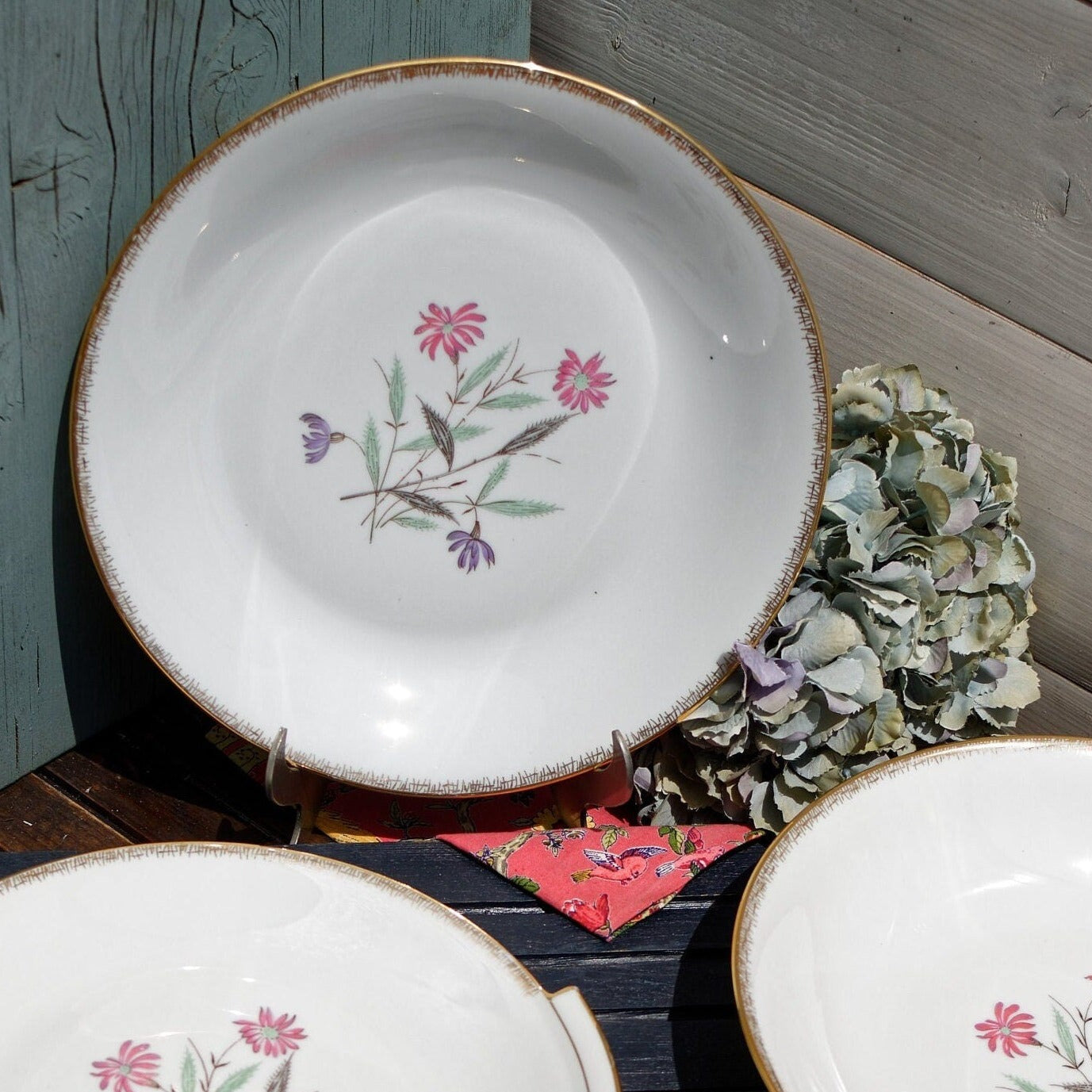 French Fine Porcelain Serving Plate Bowl Floral Design Porcelaine D’Art Email de Limoges