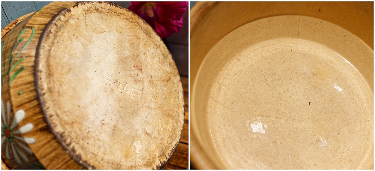 French Glazed Stoneware Serving Bowl ALSACE SOUFFLENHEIM Poelons en terre cuites vernissée