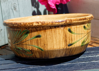 French Glazed Stoneware Serving Bowl ALSACE SOUFFLENHEIM Poelons en terre cuites vernissée