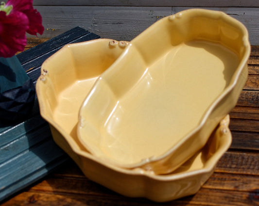 French Stoneware Serving Casserole Dish Now's Gres Stoneware Steinzeug Terre Cuit Set of 2