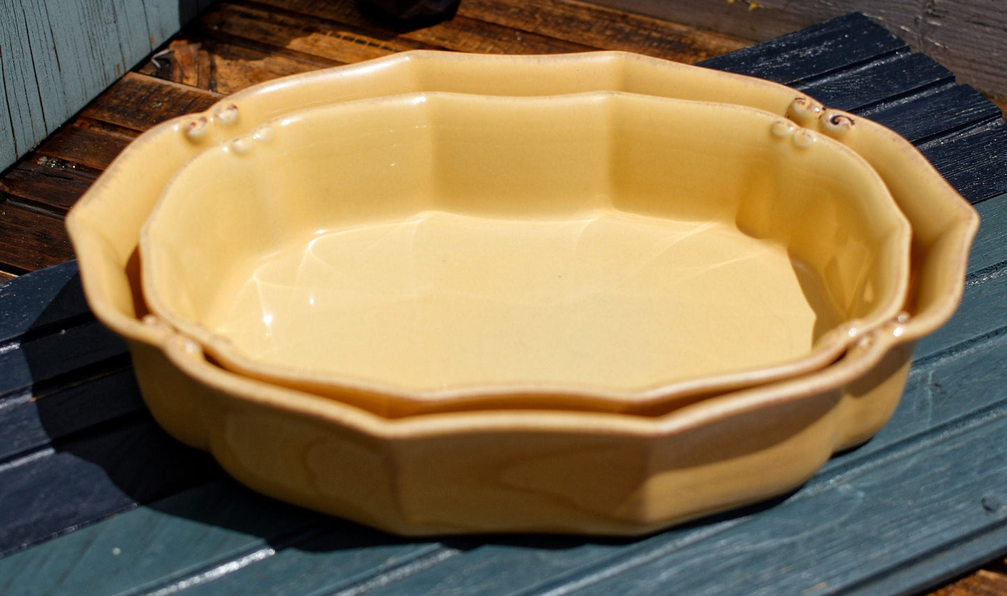 French Stoneware Serving Casserole Dish Now's Gres Stoneware Steinzeug Terre Cuit Set of 2