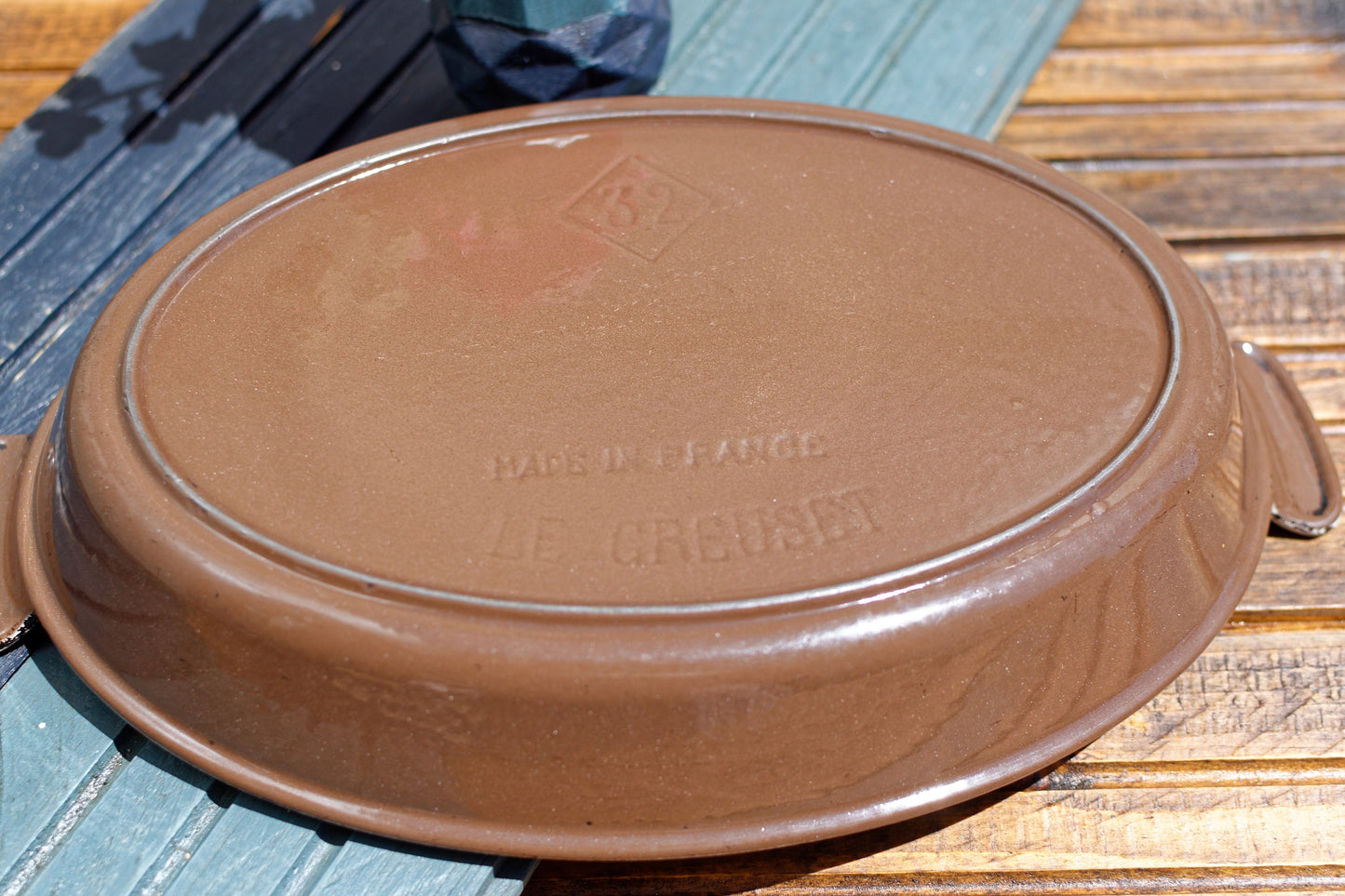 French Vintage Brown Cast Iron Gratin Oval Roasting Oven Pan LE CREUSET 32 MADE IN FRANCE