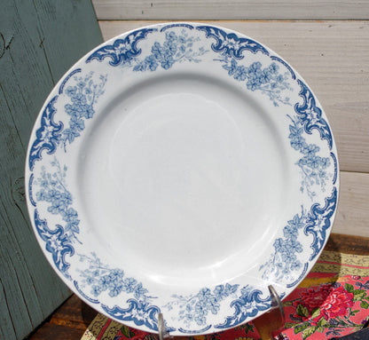 French Ironstone Blue Transferware Salad Plate RIVOLI Motif K&G (Keller et Guérin) Lunéville France Terre de Fer