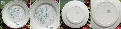 French Ironstone Teal Transferware Plate SERVICE VALIUS DEPOSE TERRE DE FER 