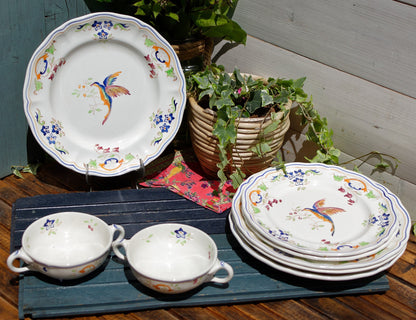 French Hand-painted Collectible Ironstone Plate Moustiers Clery LC France LONGCHAMP Terre de Fer