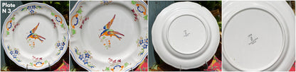 French Hand-painted Collectible Ironstone Plate Moustiers Clery LC France LONGCHAMP Terre de Fer