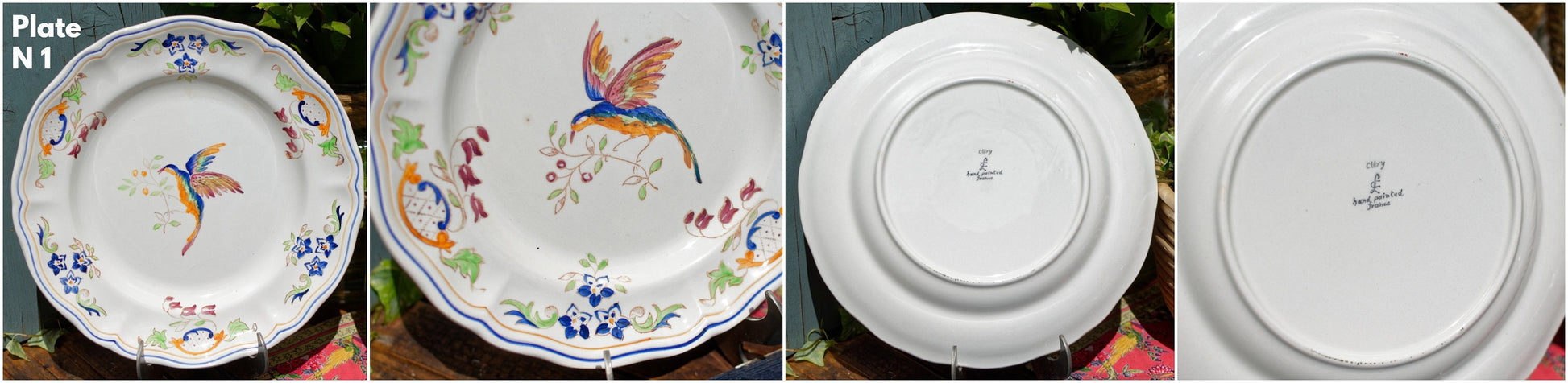 French Hand-painted Collectible Ironstone Plate Moustiers Clery LC France LONGCHAMP Terre de Fer