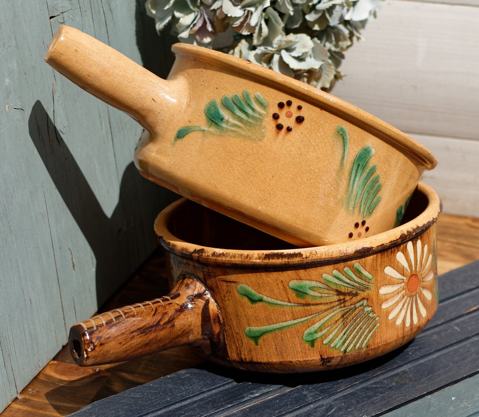 French Glazed Stoneware Gratin Pot ALSACE SOUFFLENHEIM Poelons en terre cuites vernissée