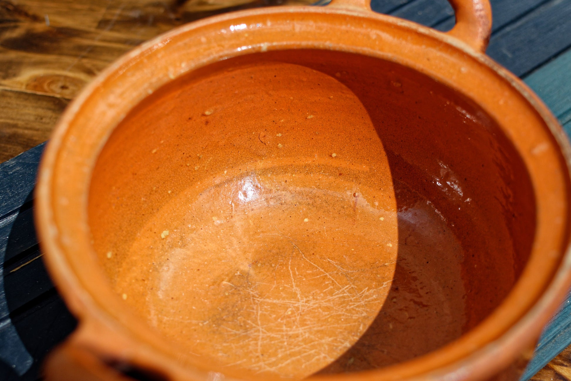 French Glazed Stoneware Serving Bowl with Handles Terre Cuit