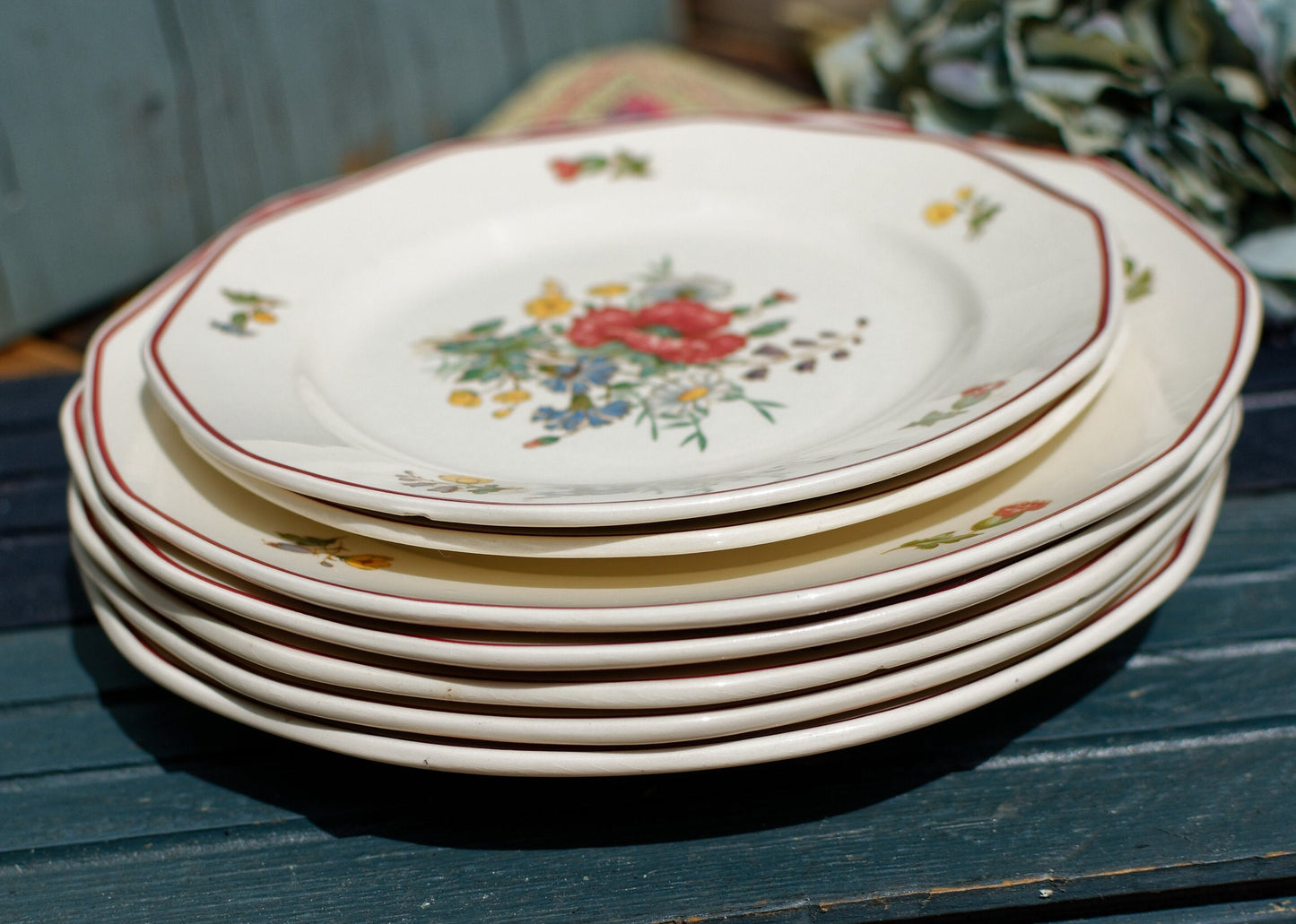 French German Ironstone Dinner Plate OLD ABBEY WARE Fleurs Des Champs V & B.M SAAR Basin 1584 Villeroy & Boch