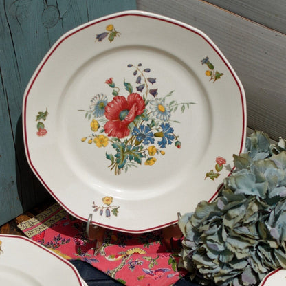 French German Ironstone Dinner Plate OLD ABBEY WARE Fleurs Des Champs V & B.M SAAR Basin 1584 Villeroy & Boch