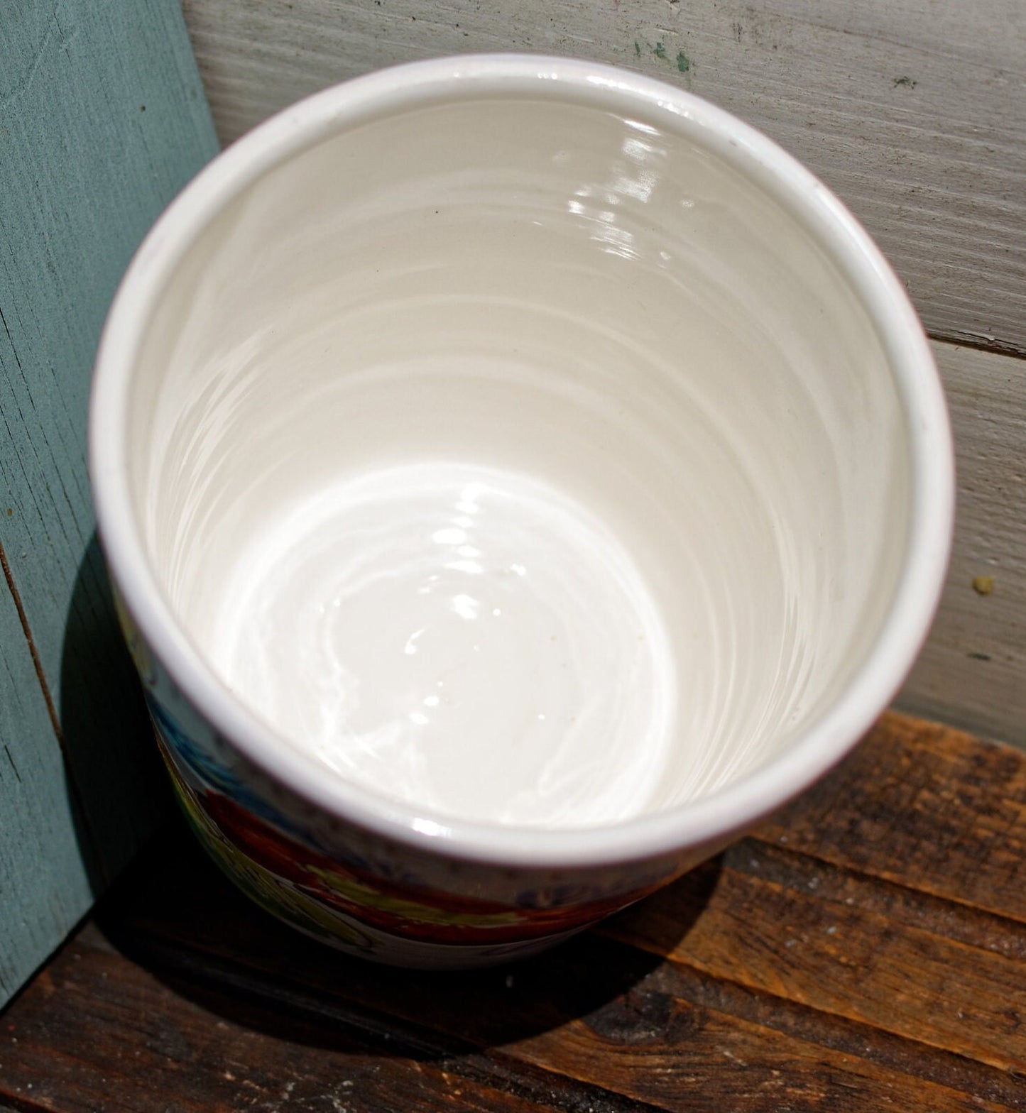 French Vintage Hand-Painted PORCELAIN table bin pot Poubelle de Table