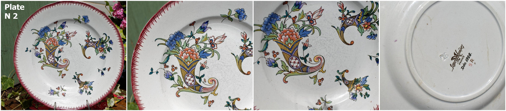 French Ironstone Plate Sarreguemines 1928 terre de fer faience