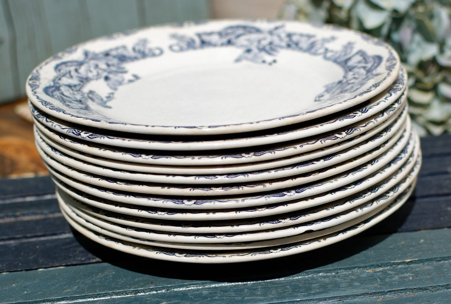 French Ironstone Small Plate Service Ceylan  Creil et Montereau Labrador depose terre de fer